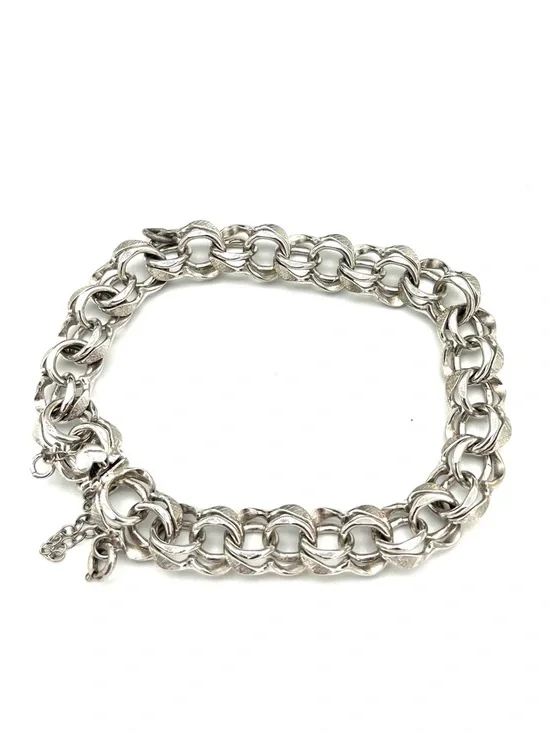 Elco Chunky Sterling Silver Link Bracelet w Safety Chain 925- 7” - Picture 4 of 6
